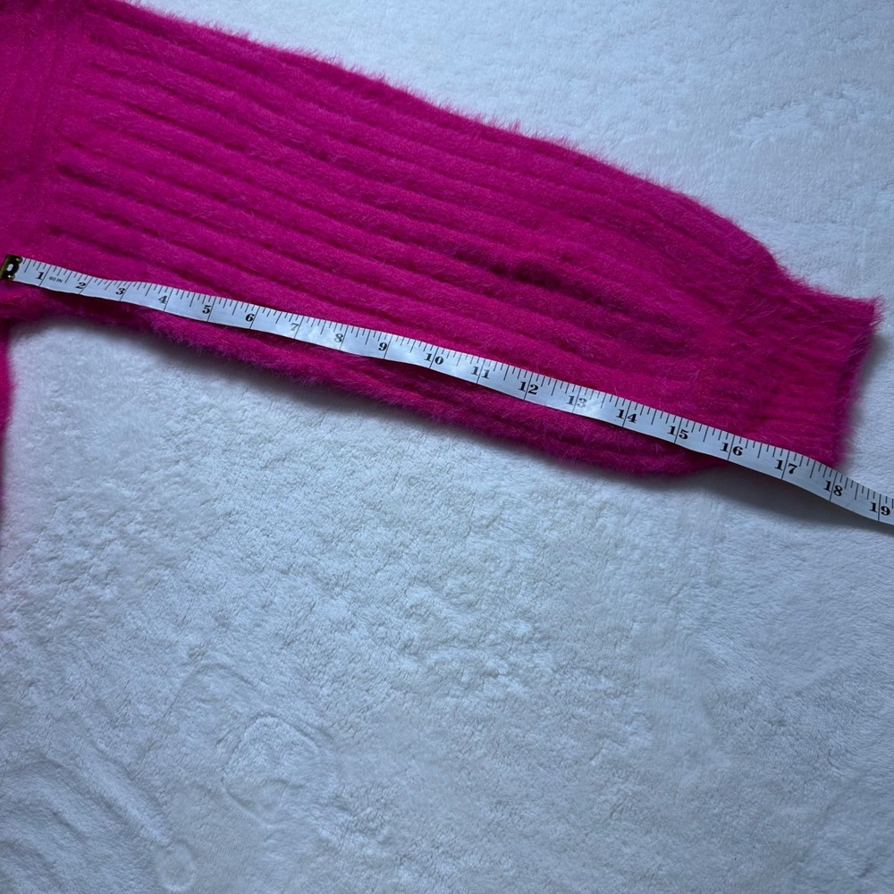 Anthropologie Flat White Bohemian Pink Fuzzy Knit Mock Neck Sweater Dress Sz XL - Picture 5 of 8